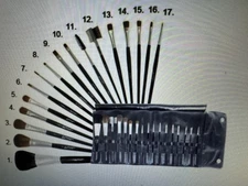 Fantasea 17 Piece Japanese Cosmetic Brush Set in a leather bag