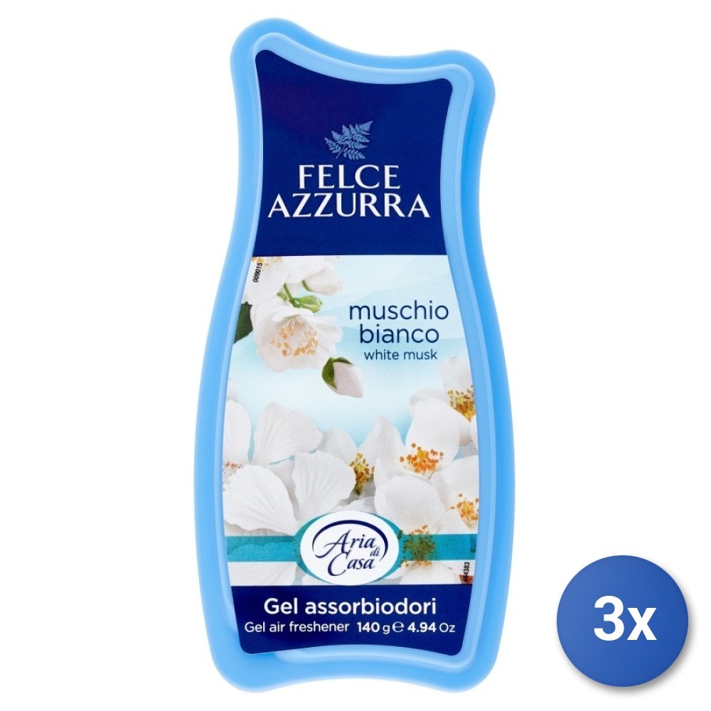 3X Felce Azzurra Casa Odor Absorbing Gel 140 Grams White Musk