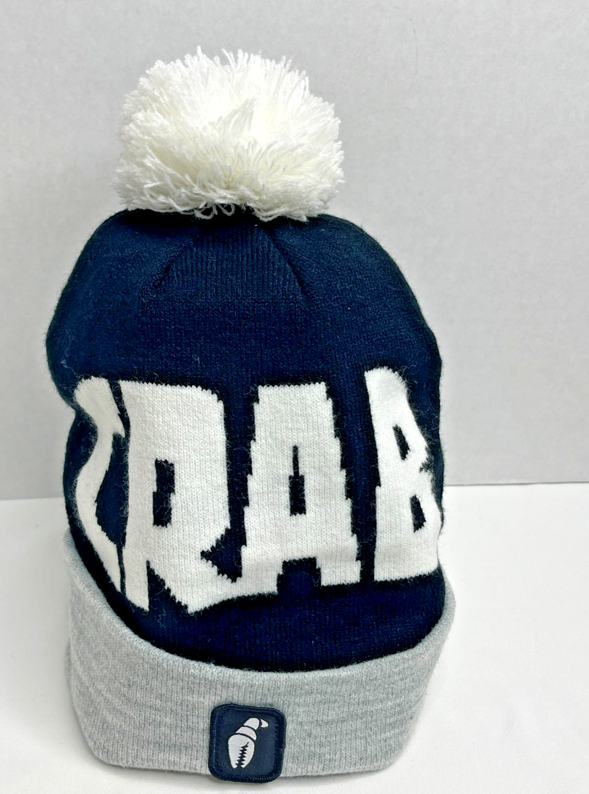 Crab Grab Knit Pom Beanie Hat Black Gray White Snowboard Winter Cap Acrylic
