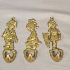 Vintage Brass Children BREV Hook Bathroom Towl Coat Bag Key Boy Girl Set