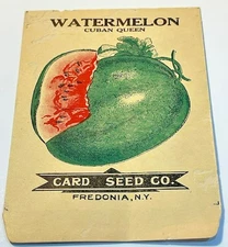 2627.1 ~ 1930’s Vintage Cuban Queen Watermelon Card Seed Co - Fredonia N.Y. NOS!