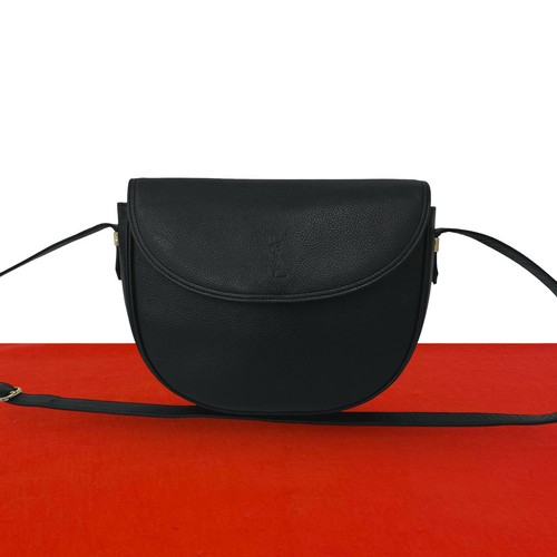YVES SAINT LAURENT YSL logo Shoulder Bag leather black 36383