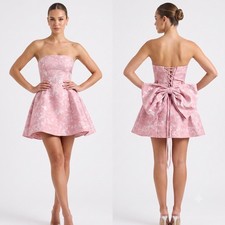 Saints & Secrets Dress Womens Large L Pink Floral Jacquard Bow Corset Mini NWT