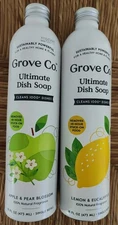 Grove Co. Ultimate Dish Soap 16 Ounce TWO Apple & Pear Blossom Lemon Eucalyptus