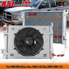 3 Row Radiator+shroud Fan For 2002-2004 Dodge Ram 1500 3.7l/ Ram 2500 3500 5.7l.