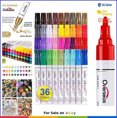 Paint Markers 36 Colors Oil Based Permanent Medium Tip Quick Dry Waterproof