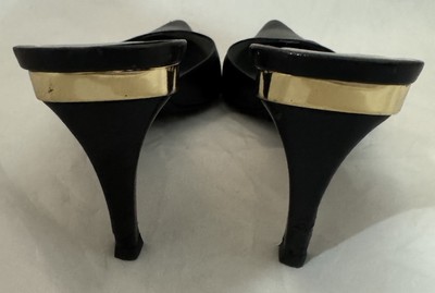 Gucci Black Mules with Gold Accent Gucci | Shoes | Gucci Black Leather Mules With Gold Accents  main image 2