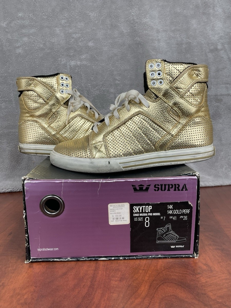 Supra Skytop 14K Gold Perf Chad Muska pro model high-top sneakers