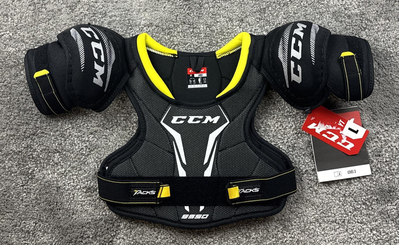 Ccm Tacks 9550 Youth Shoulder Pads Boys Large Black Level 3 Ice Hockey Gear
