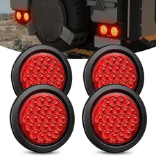 Nilight 4Inch Round Trailer Tail Light 4PCS 24LED Red Stop 4pcs 24Led 