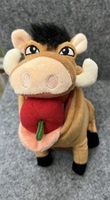 Disney Store 7" Lion King Pumba Pig Warthog With Apple Stuffed Plush Toy Doll