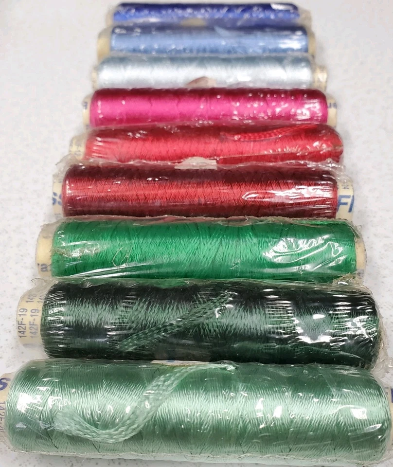 Rhode Island Textiles (YLI)  Ribbon Floss Lot of 9 Blues Greens Reds - Image 4 of 4