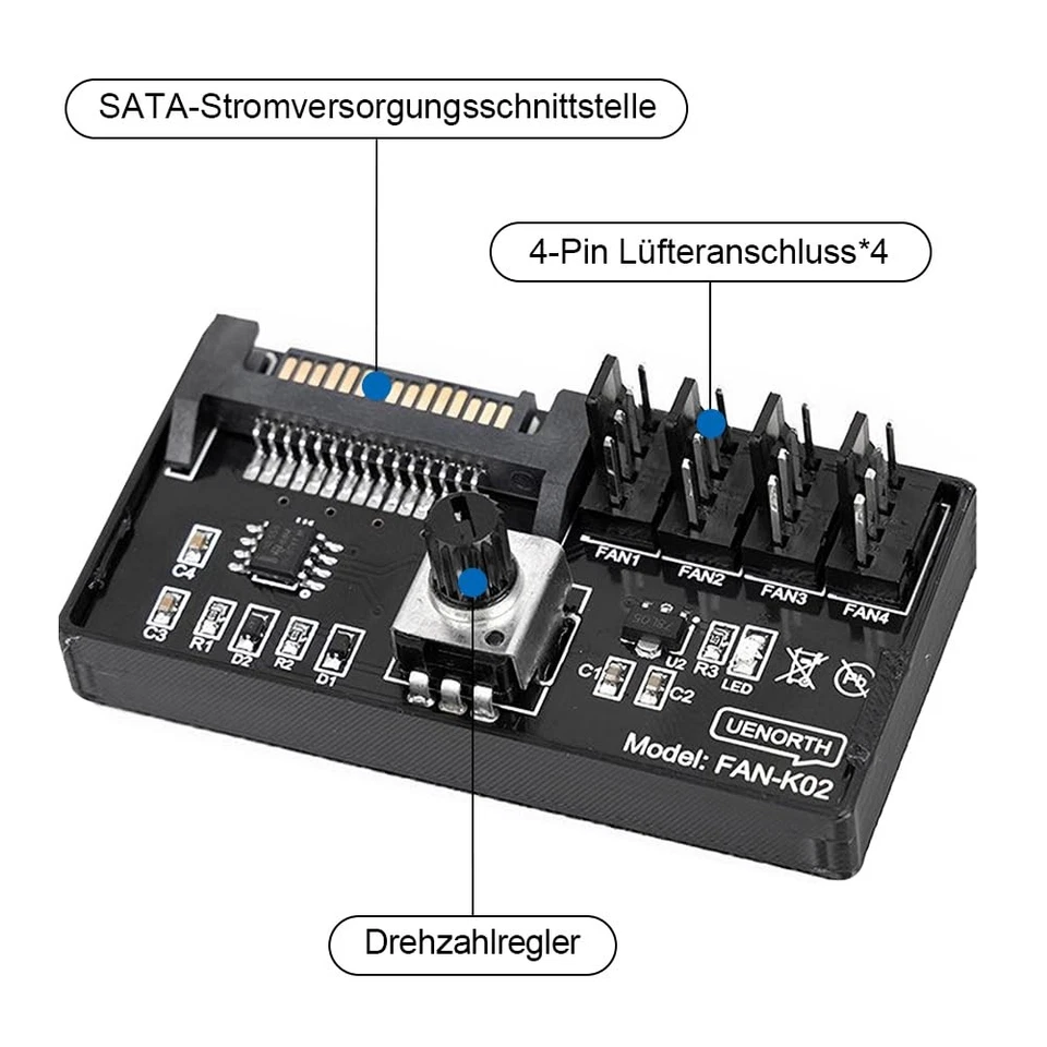 Cooling Fan Speed Knob Controller della velocità della ventola 4 Pin PWM Cont... - Image 3 of 4