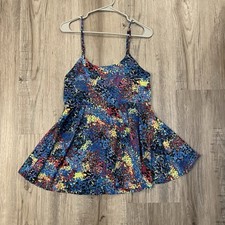 For Love & Lemons Sleeveless Mini Dress Blue Floral Slip Babydoll Tank Top M