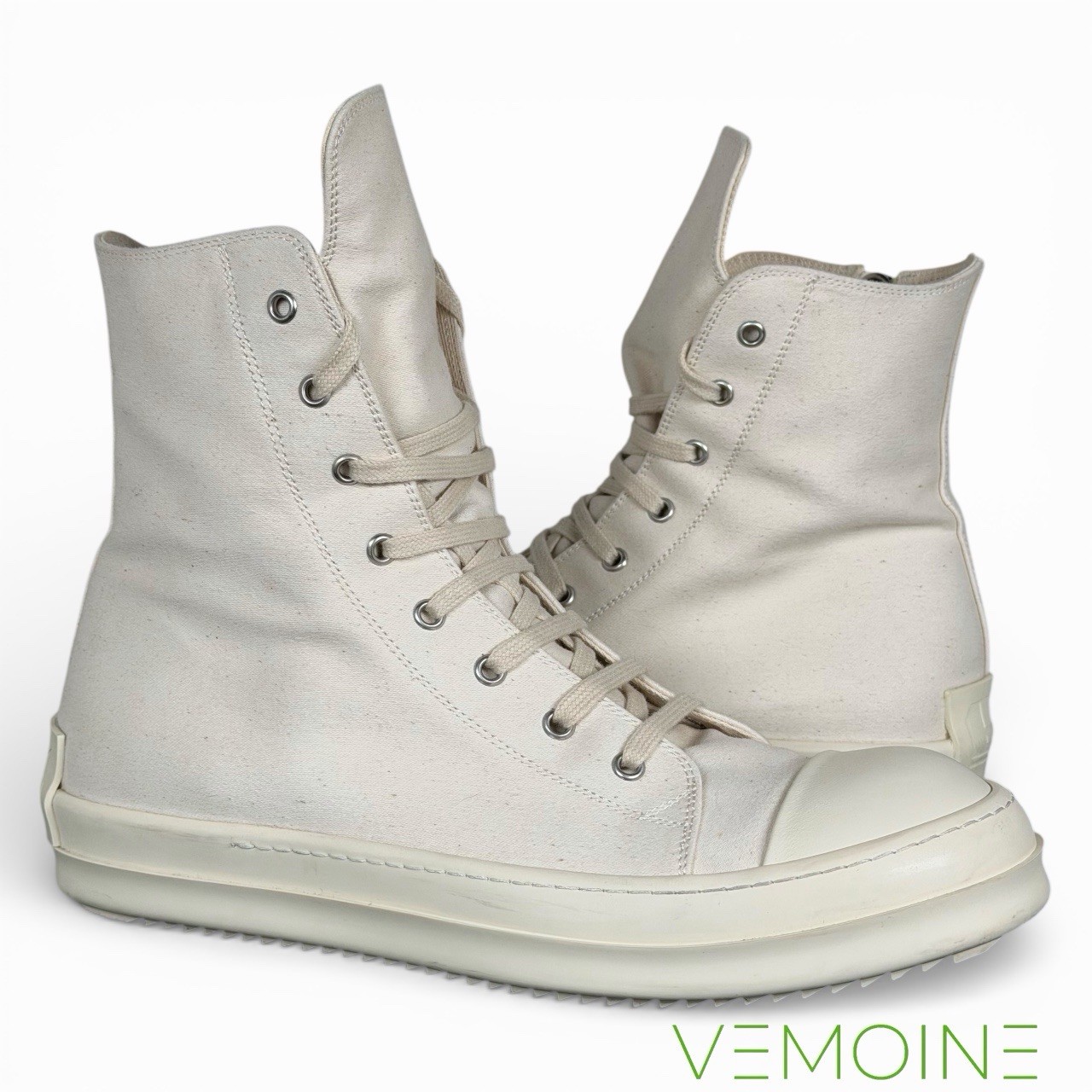 Size 43 / US 10 - Rick Owens Drkshdw Ramones High Canvas Natural Milk White