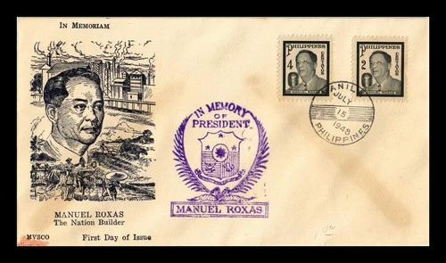 Dr Jim Stamps Philippines President Manuel Roxas 2v Set First Day Issue Cover