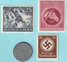 German Original  WW2  -- Stamp and Coin Lot  --  Rare
