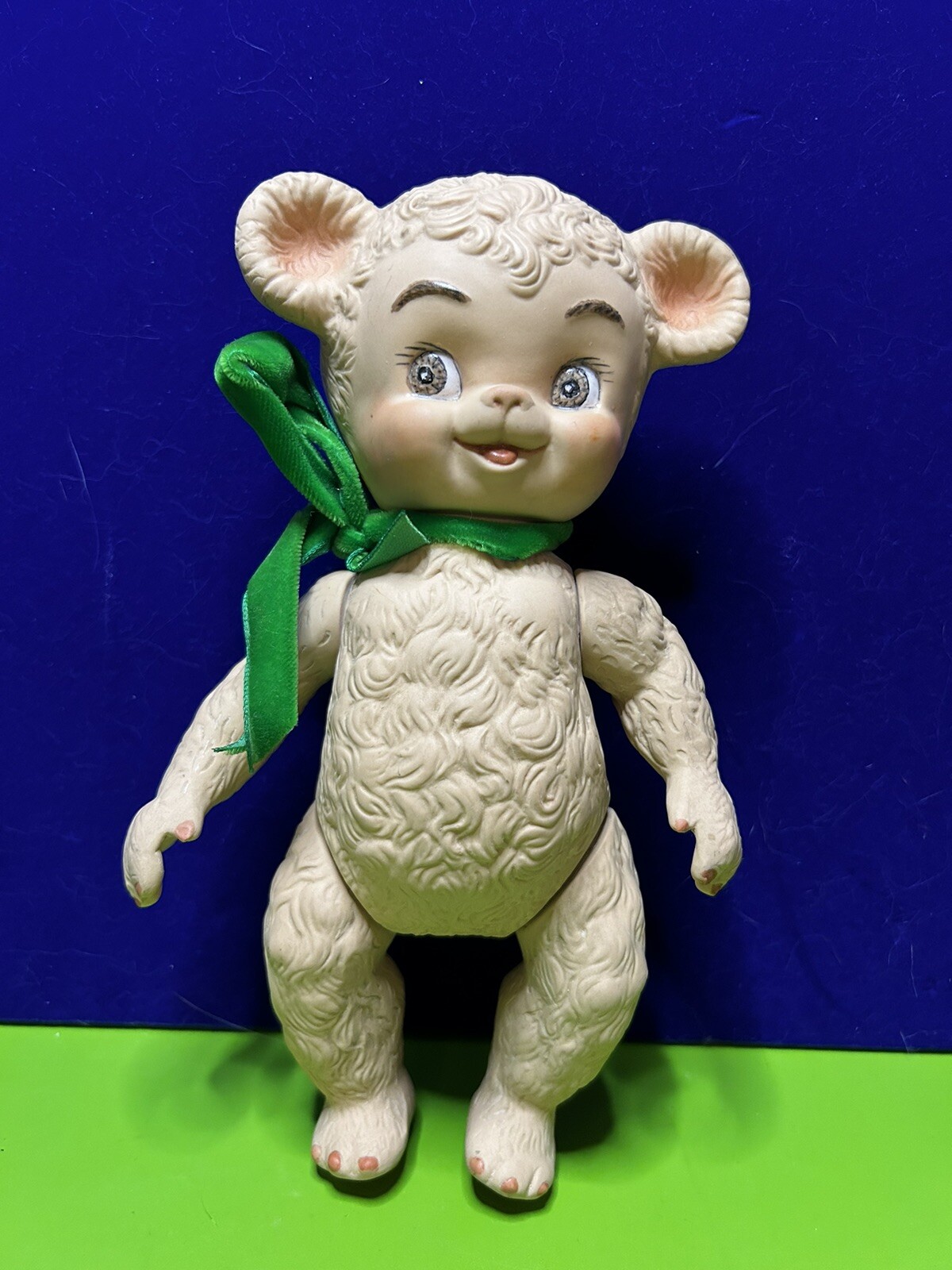 VTG Sun Rubber Co ? Sunny the Bear 9" Fully Jointed Porcelain Bisque Beige EUC