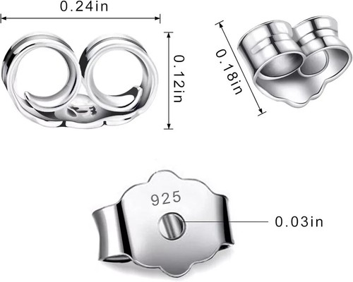 30Pcs/15 Pairs 925 Sterling Silver Earring Backs Replacement Secure Ear Locking - Picture 2 of 7
