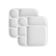 Divided Meal Tray, Set of 2 Divided Tray, 2-Pack White