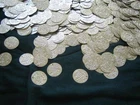 400 X-LARGE Belly Dance costume Hip Scarf Coins Real Brass Coins...SILVER