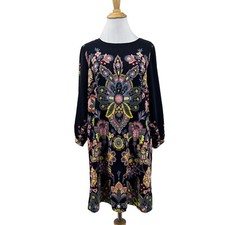 Loft Ann Taylor Dress Womens PS Small Petite Floral Mosaic Long Sleeve Back Zip