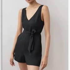 Aritzia Wilfred Ecoulement Romper Sz 8 Navy Tie Back Sleeveless