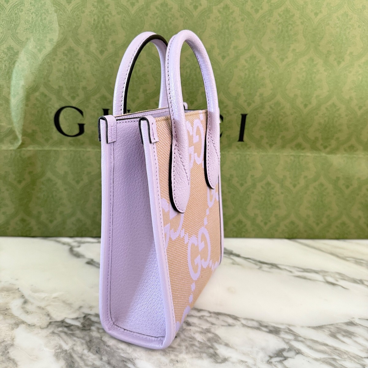 GUCCI Jumbo GG Canvas Mini Tote Bag Purple 671623 | eBay