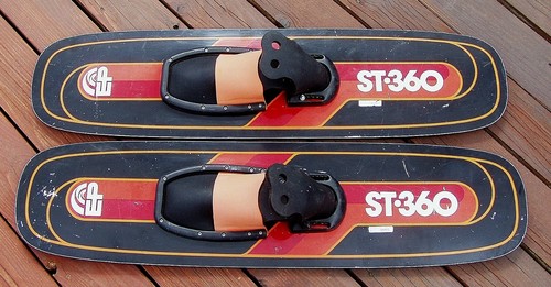 Vtg 80's EP ST-360 TRICK WATERSKIS Black Red ST360 Water Skis 41.5" x 10.5"