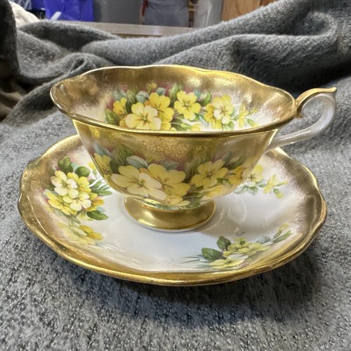 Royal Albert Treasure Chest Series Tea Cup and Saucer Yellow Flowers Primulette - Afbeelding 1 van 7