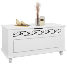 Large Wooden Ottoman Seat Sturdy Chest Box Toy Blanket Storage Unit Trunk Lid UK