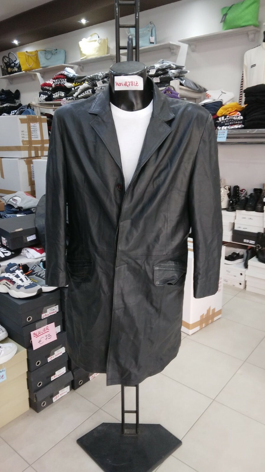 Jacket Again Leather Men Black Vintage Size XXL MON1478LZ