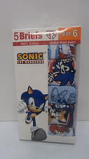 Sonic The Hedgehog 5 Pack Boys Briefs Size 6 100 Cotton Softer Than Ever, New