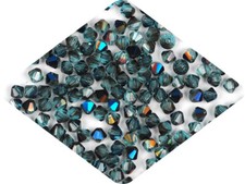 Czech Bicone Crystal Beads Aqua Azuro coated 3mm 4mm Diamond Rondelle