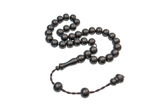 Black German Fiber Prayer Beads Round Siyah Alman Tesbih Tasbih Misbaha 741 - Picture 11 of 15