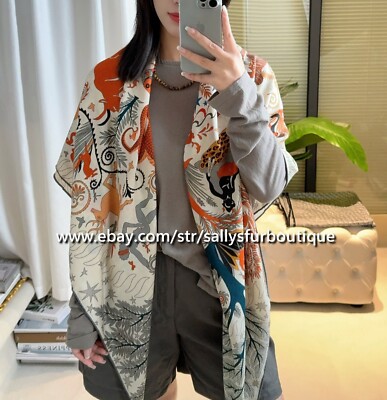 Sallys 70% Cashmere & 30% Silk Tribal Animals Print Double Face