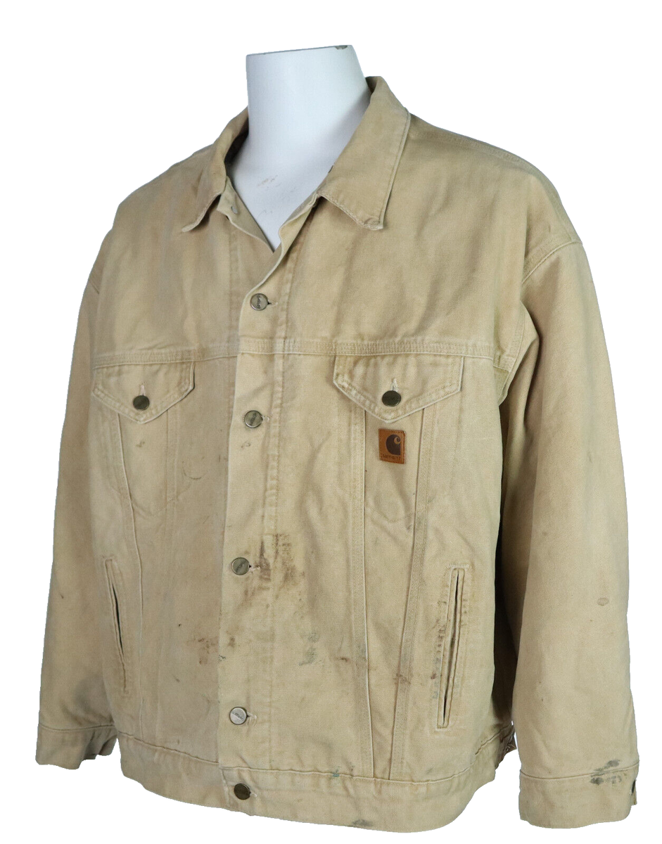 CARHARTT J148 Men's 3XL Brown Denim Blanket Lined Jean Trucker