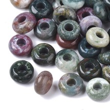 100pcs Natural Indian Agate European Rondelle Large Hole Beads Loose 10x4.5mm