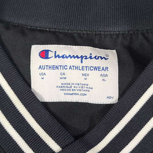Champion Jacket Mens Medium Black Pullover V Neck Spell Out Logo Insulated * - Picture 3 of 13