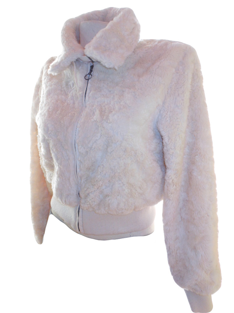 LA GIRLS Design Womens Ivory Faux Fur Shaggy Casual Winter Jacket Coat sz S W3 image 3