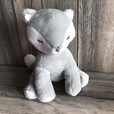 Trend Lab Gray White 10  Fox Lovey Plush Animal Toy Stitched Eyes EXCELLENT!!!