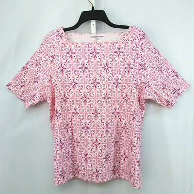Croft & Barrow Shirt Womens Plus Size 2XL Pink Purple Short Sleeve Pullover Top