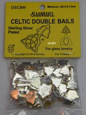 New Sealed 25 pack Medium AANRAKU Silver Plated Celtic Double Pendant Bails