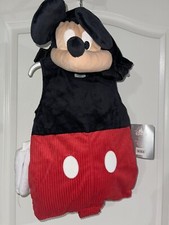 NEW WT Disney Mickey Mouse Plush Costume 12-18 M Hood and Gloves W/ Tail