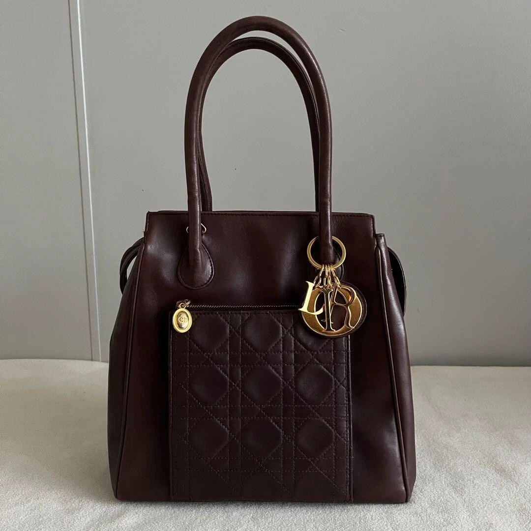 Authentique sac à main Christian Dior vintage cuir marron