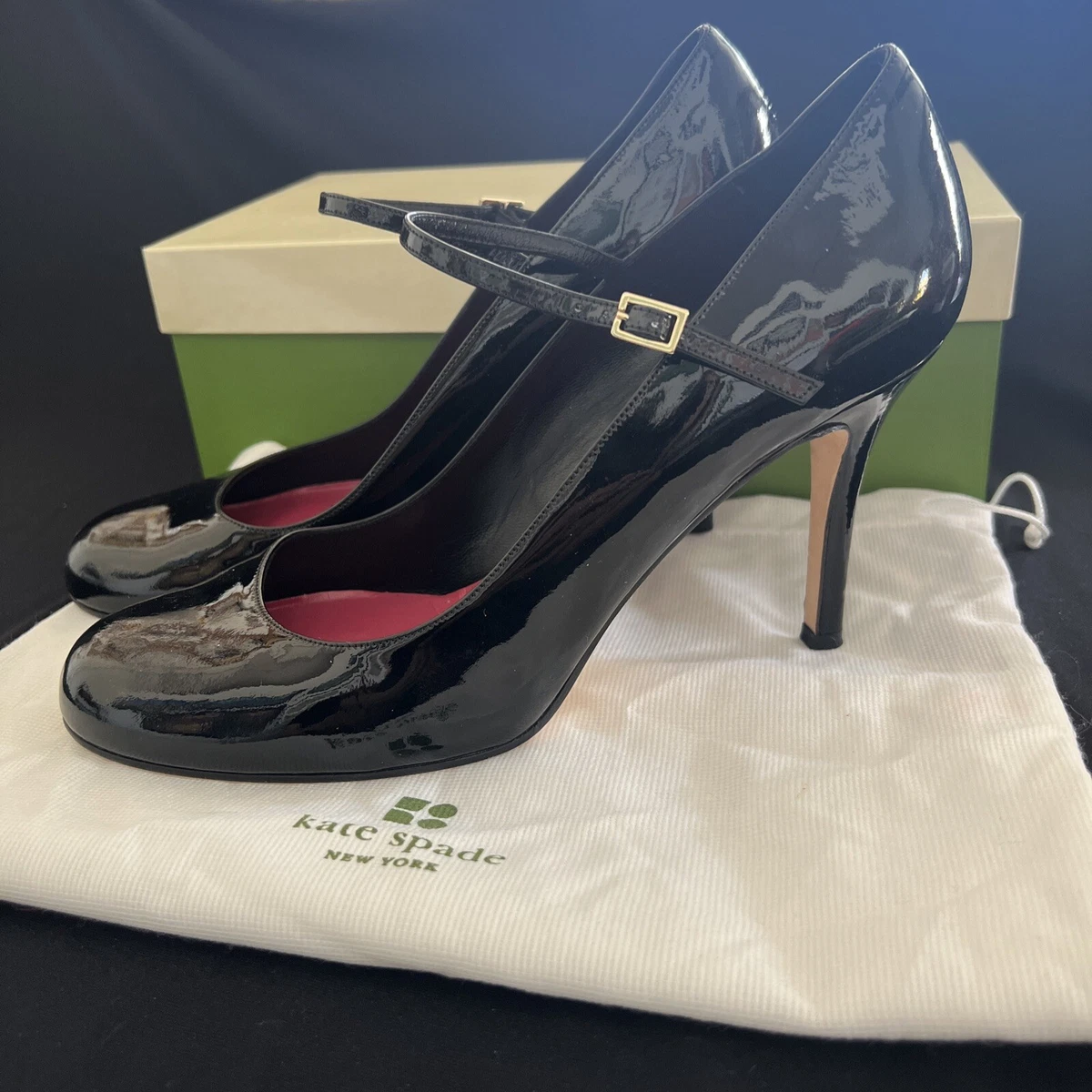 Kate spade black patent hotsell shoes