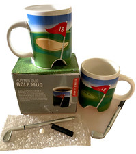 2 GOLF MUGS GAME Includes 2 Putters Pens 1 Ball KIKKERLAND Coffee Cup