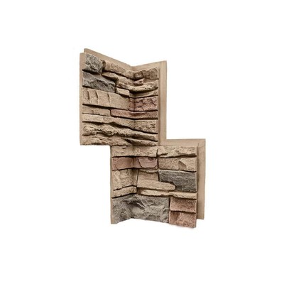 GenStone Faux Stone Siding 24''x12'' Stacked Stone Corner Panel in Desert Sunrise