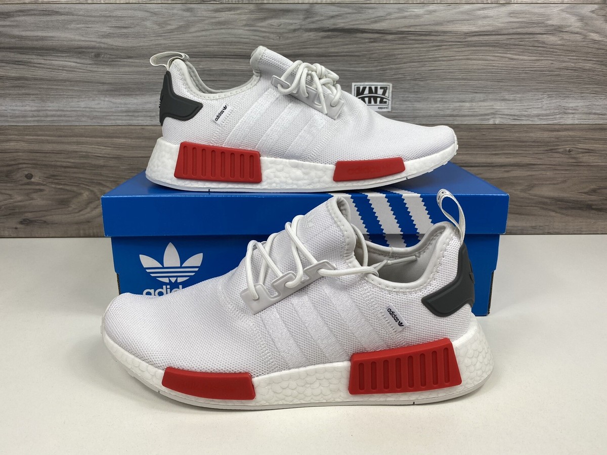 NEW RELEASE Adidas Originals NMD_R1 White Grey Red | Size 8.5