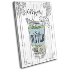 Mojito Cocktail Alcohol Bar Vintage SINGLE CANVAS WALL ART Picture Print